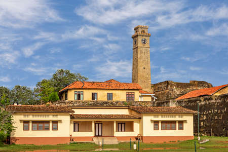 Historical clock tower in the old town of Galle in Sri Lanka