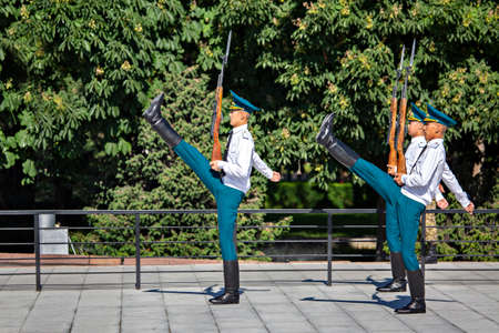 Changing of the guard ceremony in Ala Too Square in Bishkek, Kyrgyzstanのeditorial素材