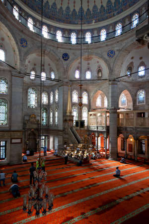 Muslim people praying in the historical Eyup Mosque in Istanbul, Turkeyのeditorial素材