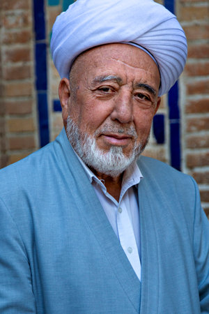 Portrait of Uzbek man in Samarkand, Uzbekistanのeditorial素材