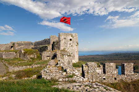 View over the remains of Rozafa Castle in the city of Shkodra, Albaniaのeditorial素材
