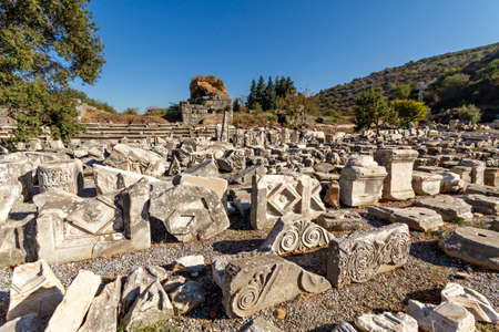 Archaeological artifacts in the ruins the Roman city of Ephesus, Selcuk, Turkey