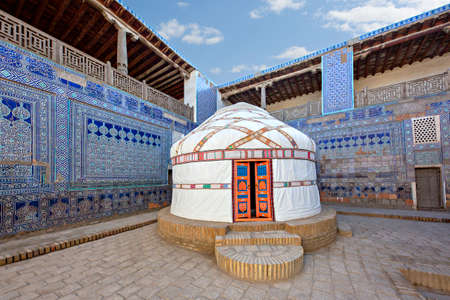 Nomadic yurt in the old town, Khiva, Uzbekistanのeditorial素材