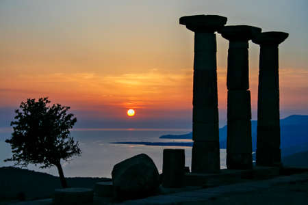 Ruins of the Temple of Athena at the ancient city of Assos on the Aegean Sea, in Behramkale, Canakkale,Turkeyのeditorial素材