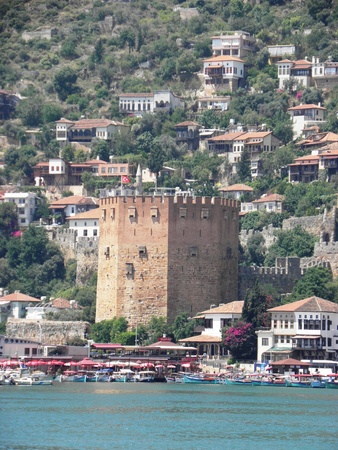 Alanya Red Tower built in the 13th century served to protect the port.の写真素材