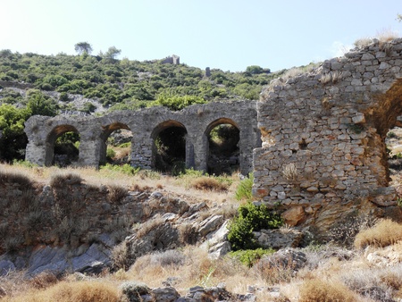 Preserved parts of the ancient aqueduct Anamurium the 2nd century.の写真素材