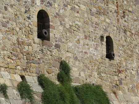 Part of the fortress Chandarla two guns protruding from loopholes 