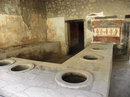A look inside a painting workshop in ancient Pompeii の写真素材