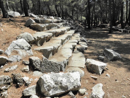 Remains of partially preserved ancient Roman stadium in Kadyanda.