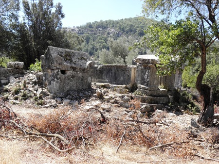 Sarcophagus in the south of the ancient town of Sidyma.の写真素材