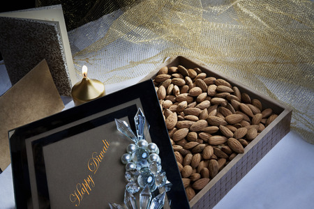 Box with nutsの写真素材