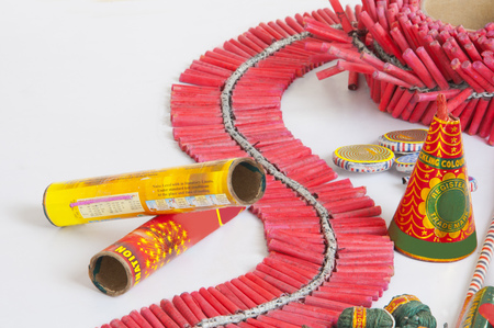 Close-up of rocket firecracker in a bottleの写真素材