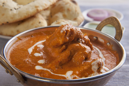 Close-up of butter chicken with tandoori rotisの写真素材