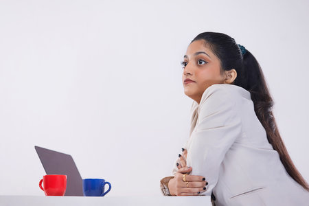 Portrait of a business young woman looking elsewhereの写真素材