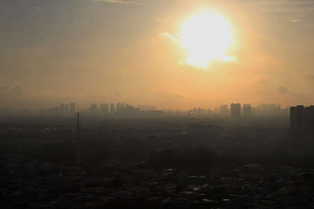 Sunrise scene from the rooftop at Ho Chi Minh City (Saigon) - VietNam