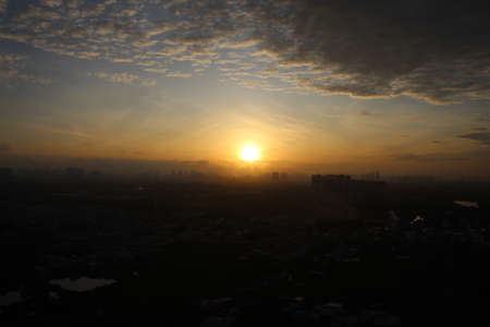 Sunrise scene from the rooftop at Ho Chi Minh City (Saigon) - VietNam