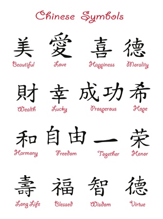 Collection of the Chinese symbolsのイラスト素材
