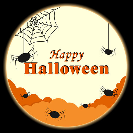 Halloween Theme And Scary Spidersのイラスト素材