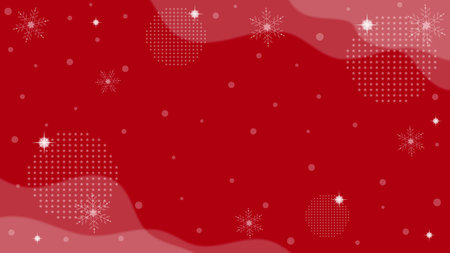 Red Background Decorated With Falling Snowflakes Shining In Winterのイラスト素材