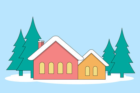 Colorful Holiday Homes Or Winter Housing In Christmas Seasonのイラスト素材