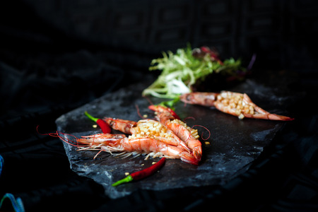 Stone grilled prawnsの写真素材