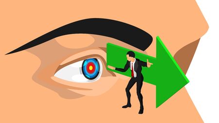 the illustration of a guide shows the direction of focus on the targetのイラスト素材