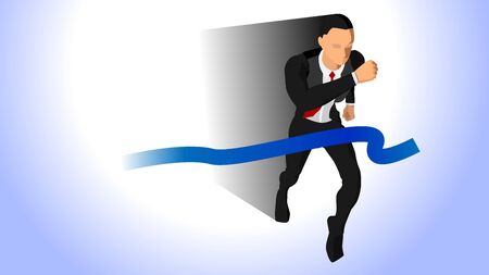 illustration of a businessman running past the finish line.のイラスト素材
