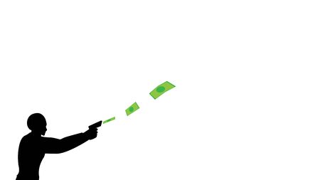 businessmen waste money. flat design with separate background. financial freedom.のイラスト素材