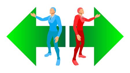 set of right and left directions template with business character designs.のイラスト素材