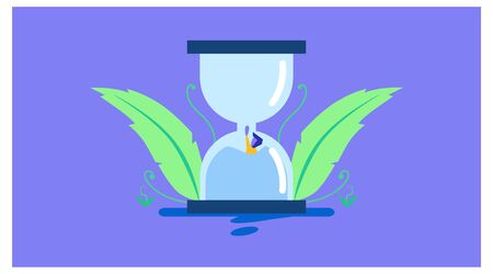 landing page with a design running out of time. illustration of a flat color with an hourglass composition.のイラスト素材