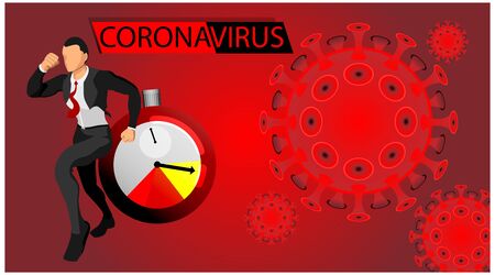 headline illustration of the corona virus time bomb impacting businessman. dangerのイラスト素材