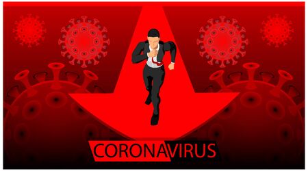 headlines for disease virus themes. the shadow of the corona virus. businessman and coronavirus - flyerのイラスト素材
