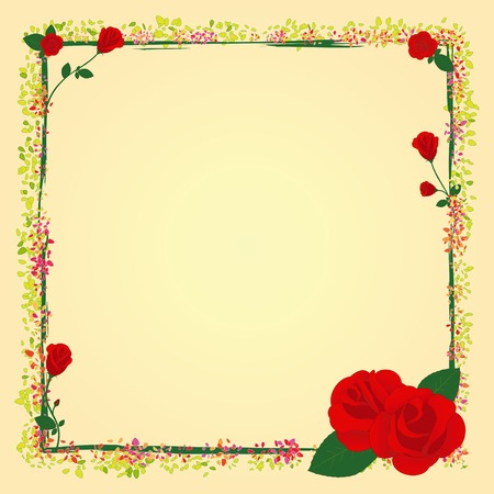 Summer rose garden flower frame のイラスト素材