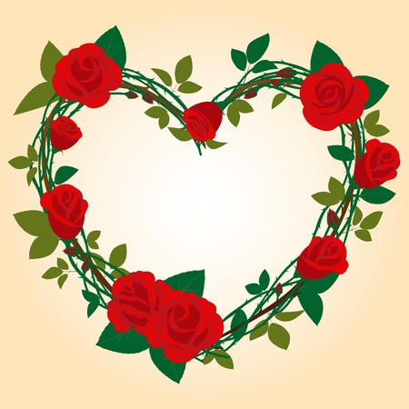  Rose Frame in the shape of heartのイラスト素材