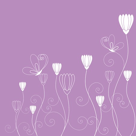 Springtime purple white floral butterfly wallpaperのイラスト素材