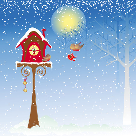 Christmas greeting robin bird backgroundのイラスト素材