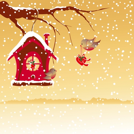 Christmas greeting robin bird wallpaperのイラスト素材