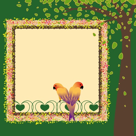 Lovebirds in the windowのイラスト素材