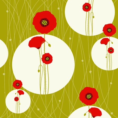 Abstract red poppy seamless pattern backgroundのイラスト素材