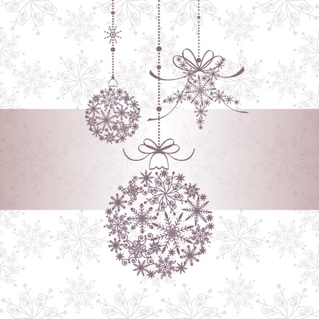 Christmas greeting card with snowflake ball and starのイラスト素材