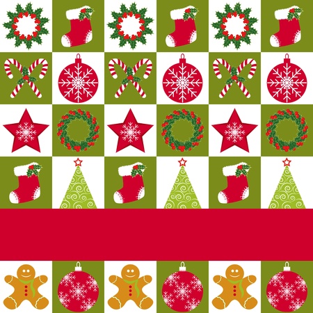 Christmas ornament seamless pattern red green backgroundのイラスト素材