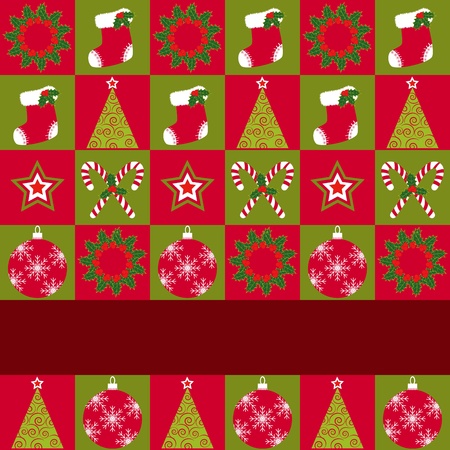 Christmas ornament seamless pattern red green backgroundのイラスト素材