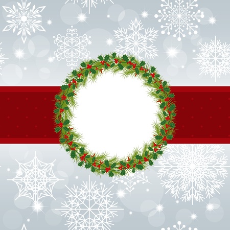 Christmas greeting card with snowflakes and star on silver backgroundのイラスト素材