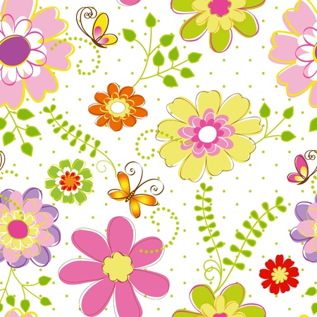 Abstract springtime colorful flower seamless pattern backgroundのイラスト素材