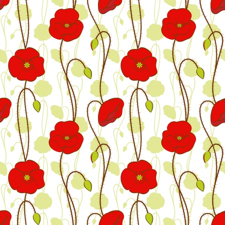 Springtime red poppy flower seamless pattern backgroundのイラスト素材