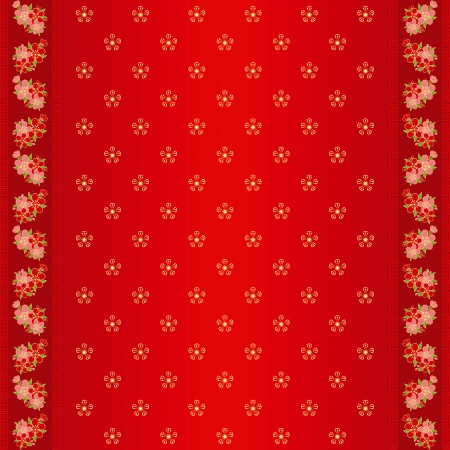 Oriental Chinese New Year cherry blossom seamless pattern and ornate frameのイラスト素材