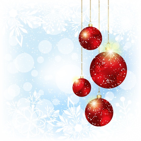 Christmas Crystal Ball on White Blue Snowflakes Backgroundのイラスト素材