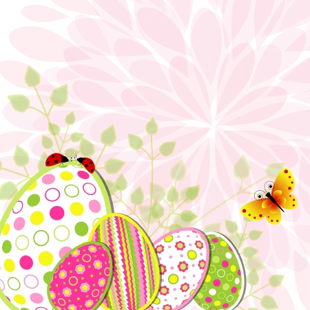 Colorful Easter holiday illustration on flower backgroundのイラスト素材