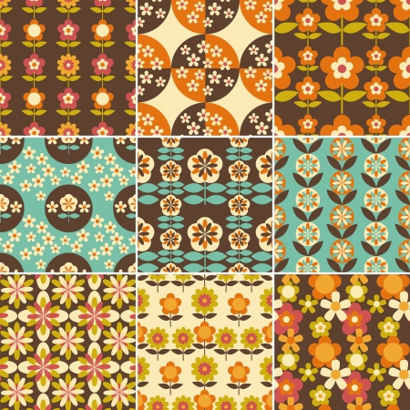 Set of 70s Seamless Patterns Design Wallpaperのイラスト素材