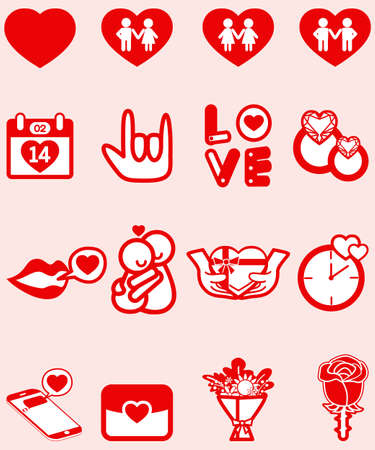 Valentines icon set,red and white color,Love symbol,love language icon.のイラスト素材